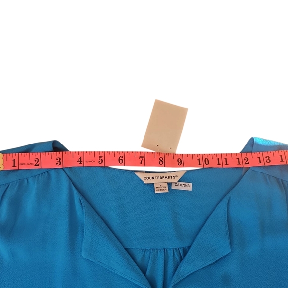 BNWT Counterparts US L Elegant Blue  Women's Top Ruffle Sleeve Blouse Office - Picture 10 of 11
